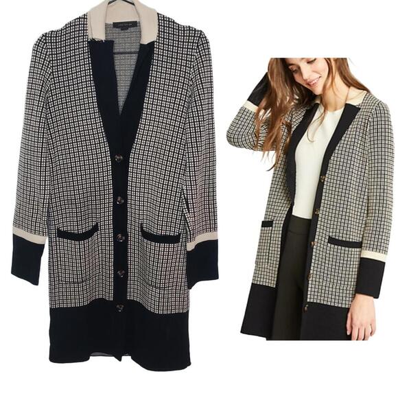 Ann Taylor Women's Sz 2XS Plaid Color Block Knit Buttoned Cardigan(1800) - Picture 8 of 8
